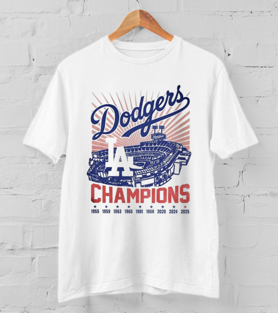 Stadium 2025 Los Angeles Dodgers Baseball Champions 1955 2025 T-Shirt