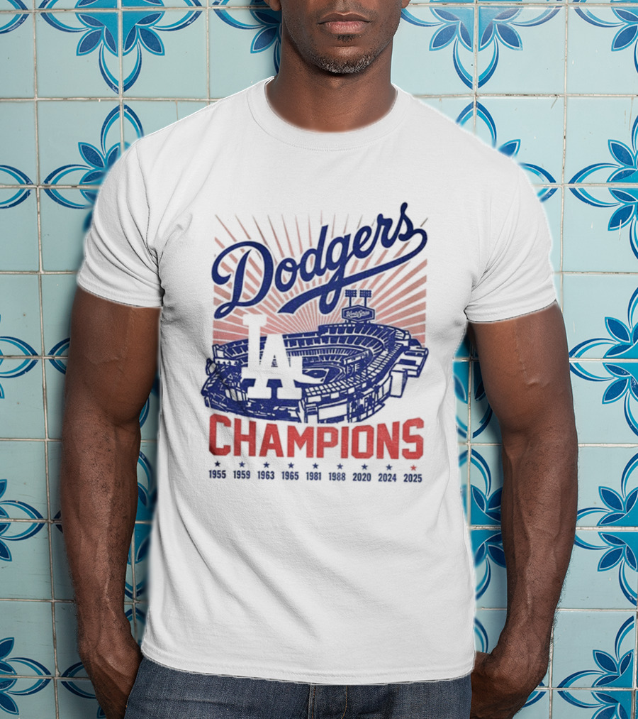 Stadium 2025 Los Angeles Dodgers Baseball Champions 1955 2025 T-Shirt