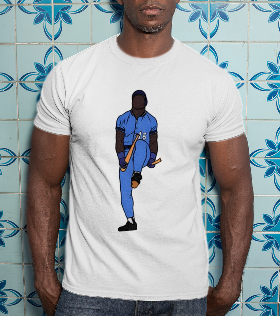 Bo Bichette Field Breaker Action Baseball Number 16 Blue Uniform T-Shirt