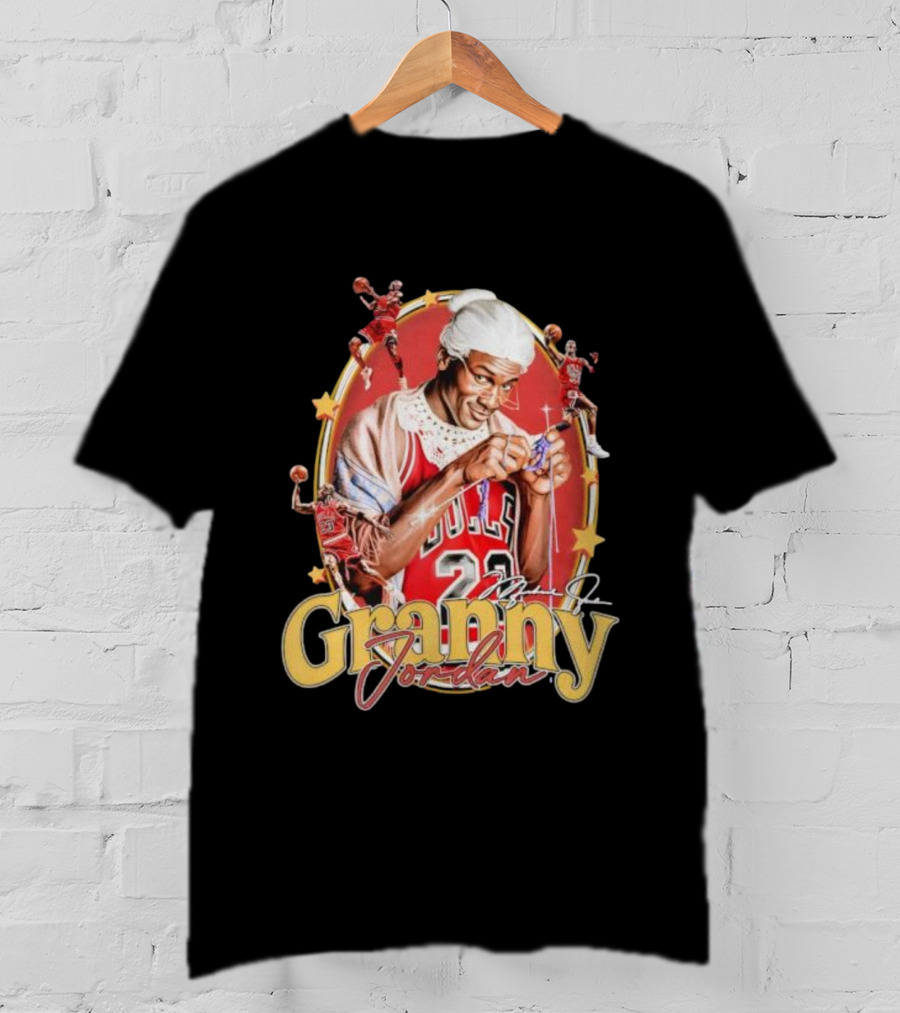 Granny Jordan Bulls 23 Basketball Stars Signature T-Shirt