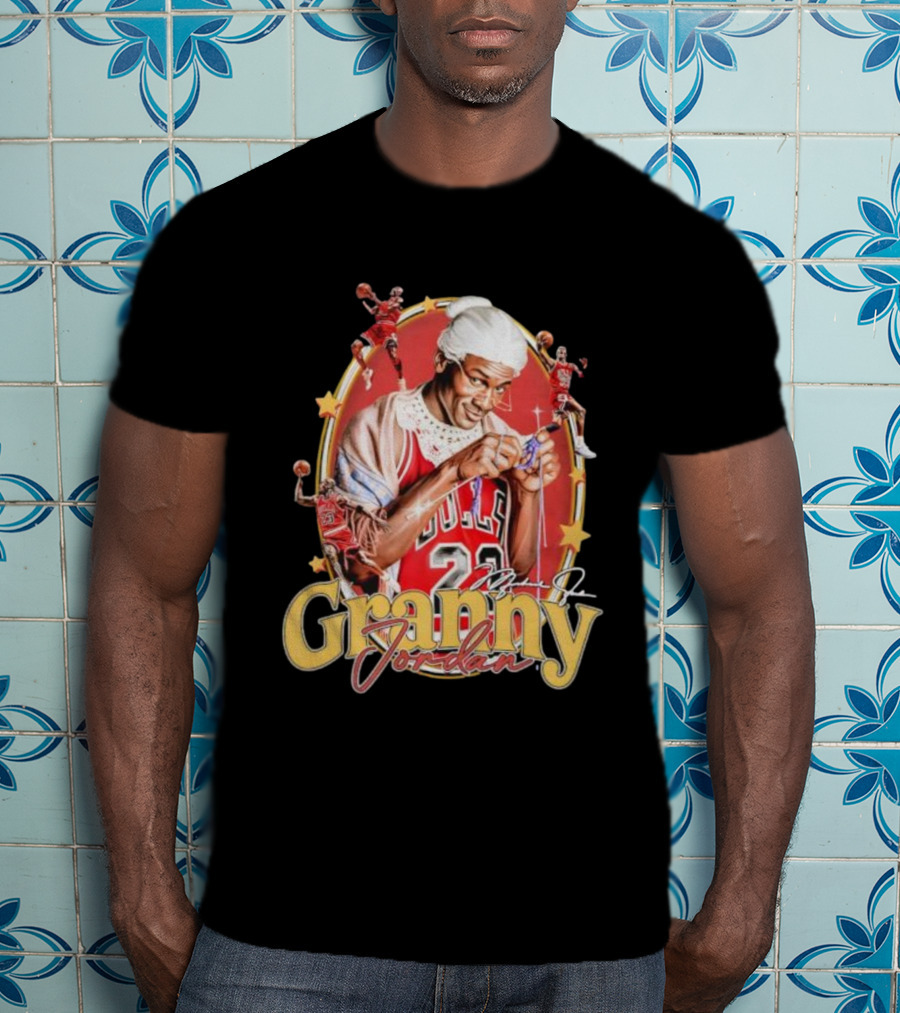 Granny Jordan Bulls 23 Basketball Stars Signature T-Shirt