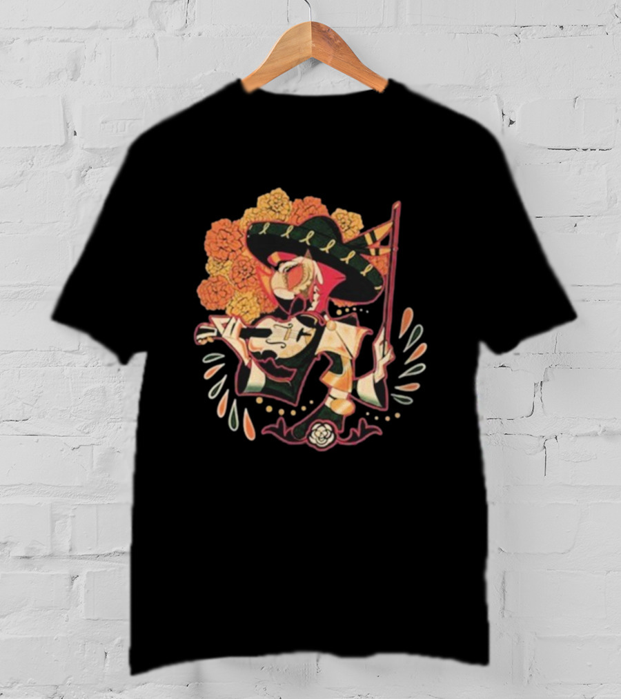Feliz Día De Los Muertos Vassago Catrina With Sombrero And Marigolds T-Shirt