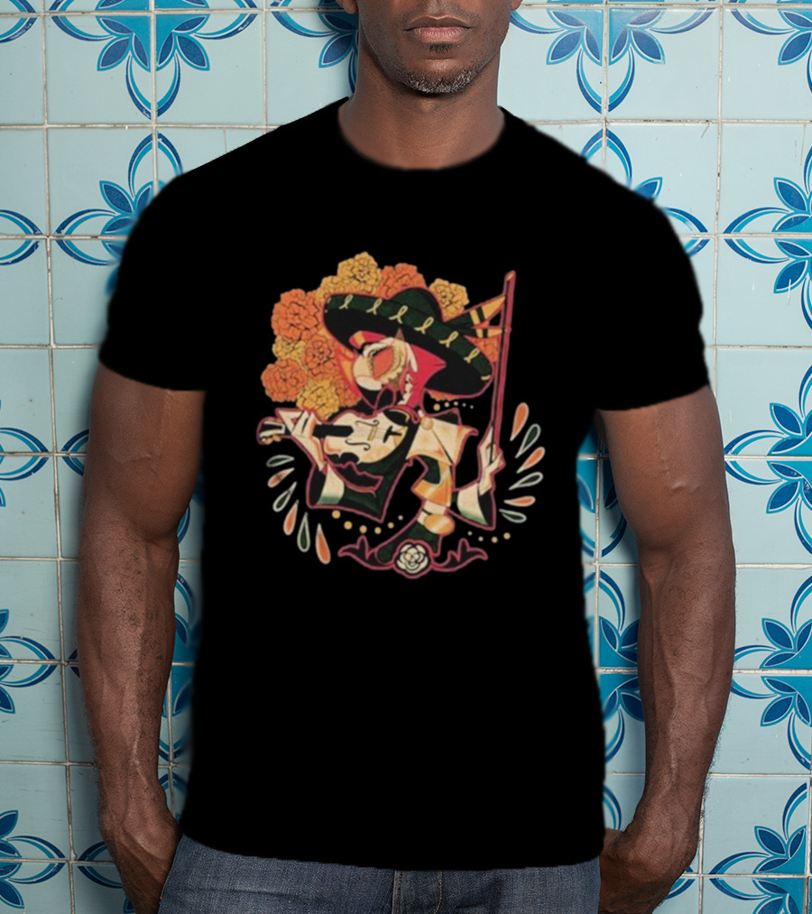 Feliz Día De Los Muertos Vassago Catrina With Sombrero And Marigolds T-Shirt