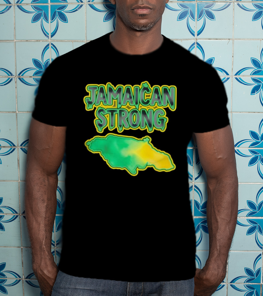 Jamaican Strong Watercolor Country Map T-Shirt
