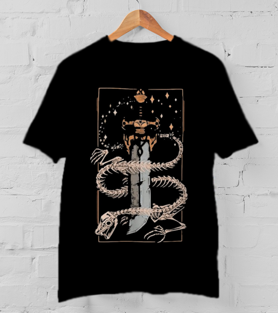 Just Roll With It TMK Sword Skeleton And Stars T-Shirt