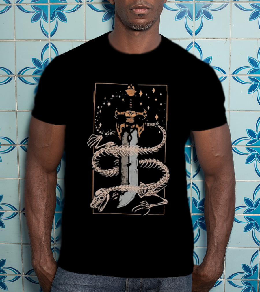 Just Roll With It TMK Sword Skeleton And Stars T-Shirt