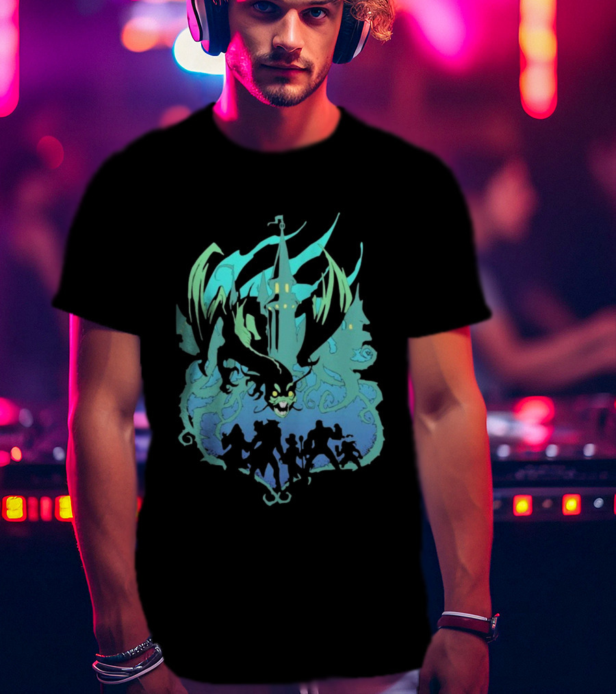 Legends Of Avantris Witchlight Jabberwock Fantasy Tower And Dragon Scene T-Shirt