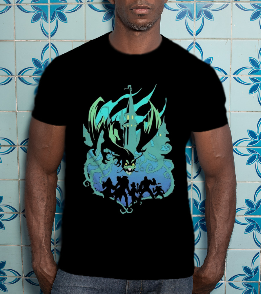 Legends Of Avantris Witchlight Jabberwock Fantasy Tower And Dragon Scene T-Shirt