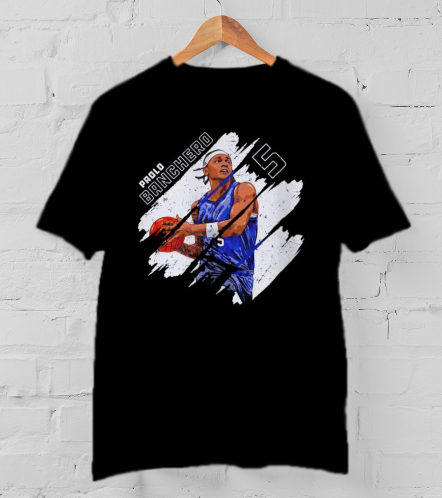 Orlando Magic Paolo Banchero Number 5 Signature Basketball Player Image T-Shirt