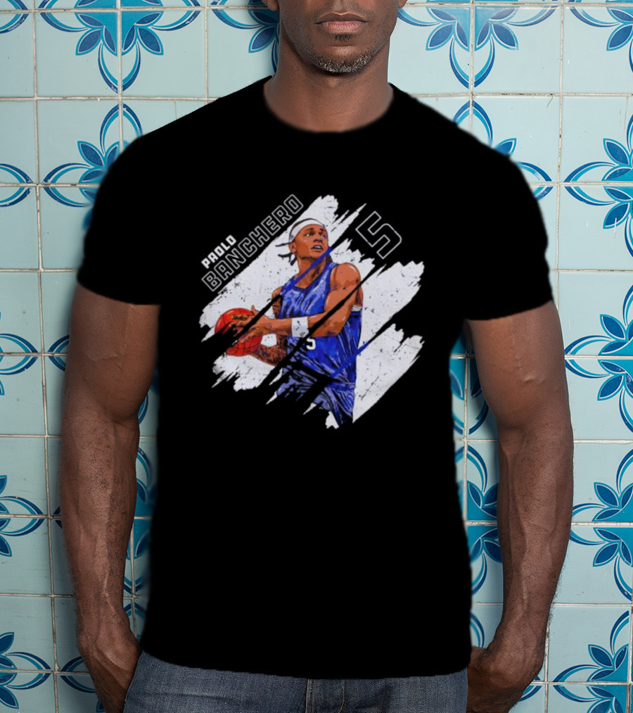 Orlando Magic Paolo Banchero Number 5 Signature Basketball Player Image T-Shirt