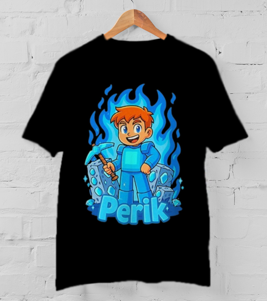 Perik Diamant Blue Flame Miner Character T-Shirt