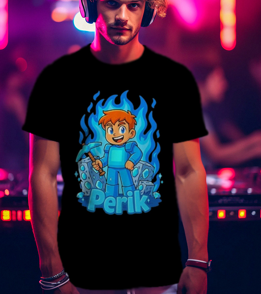 Perik Diamant Blue Flame Miner Character T-Shirt