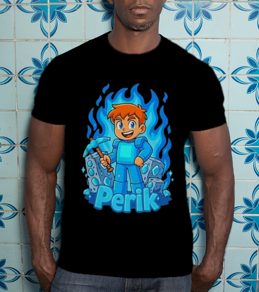 Perik Diamant Blue Flame Miner Character T-Shirt