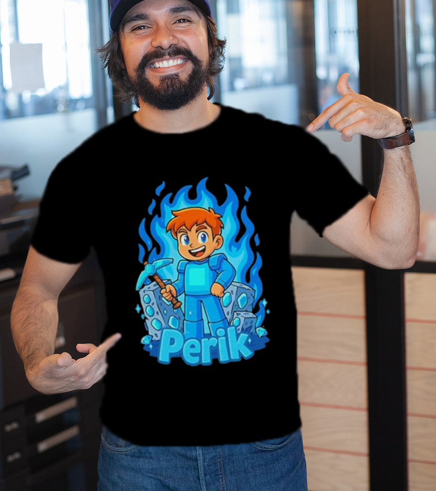 Perik Diamant Blue Flame Miner Character T-Shirt