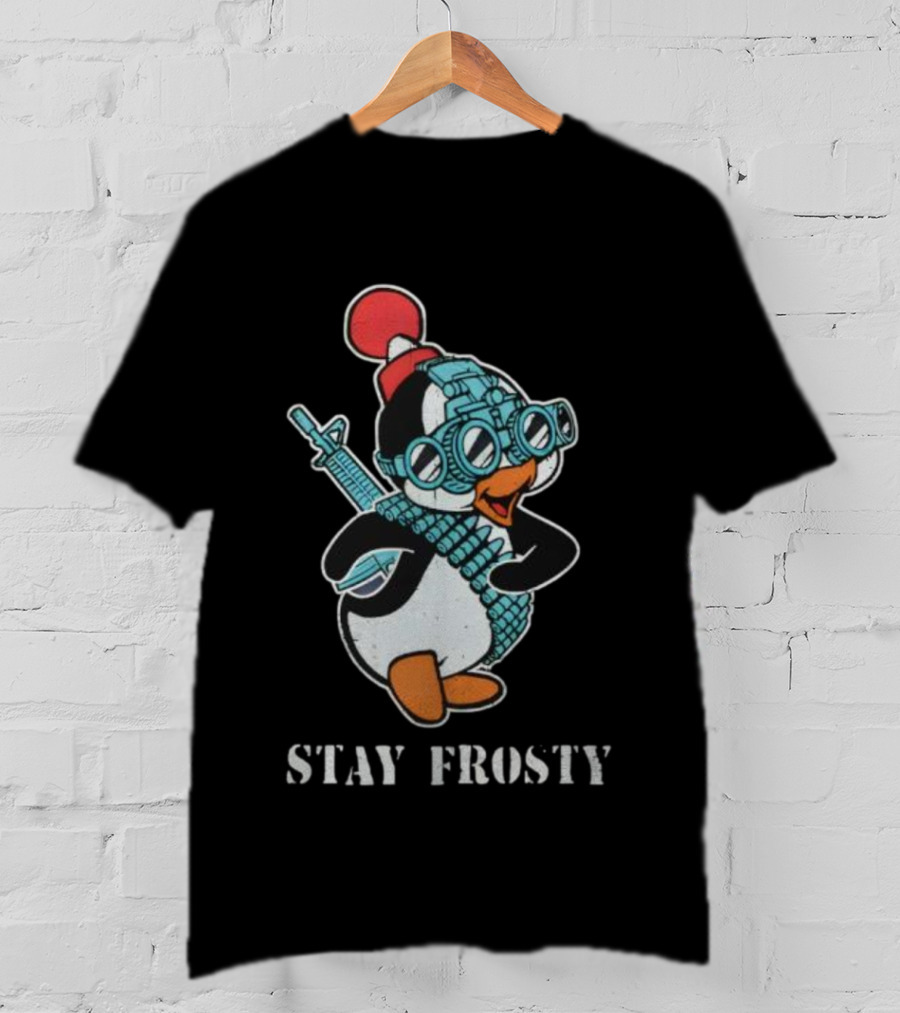 Tactical Penguin Stay Frosty Night Vision Goggles And Rifle T-Shirt