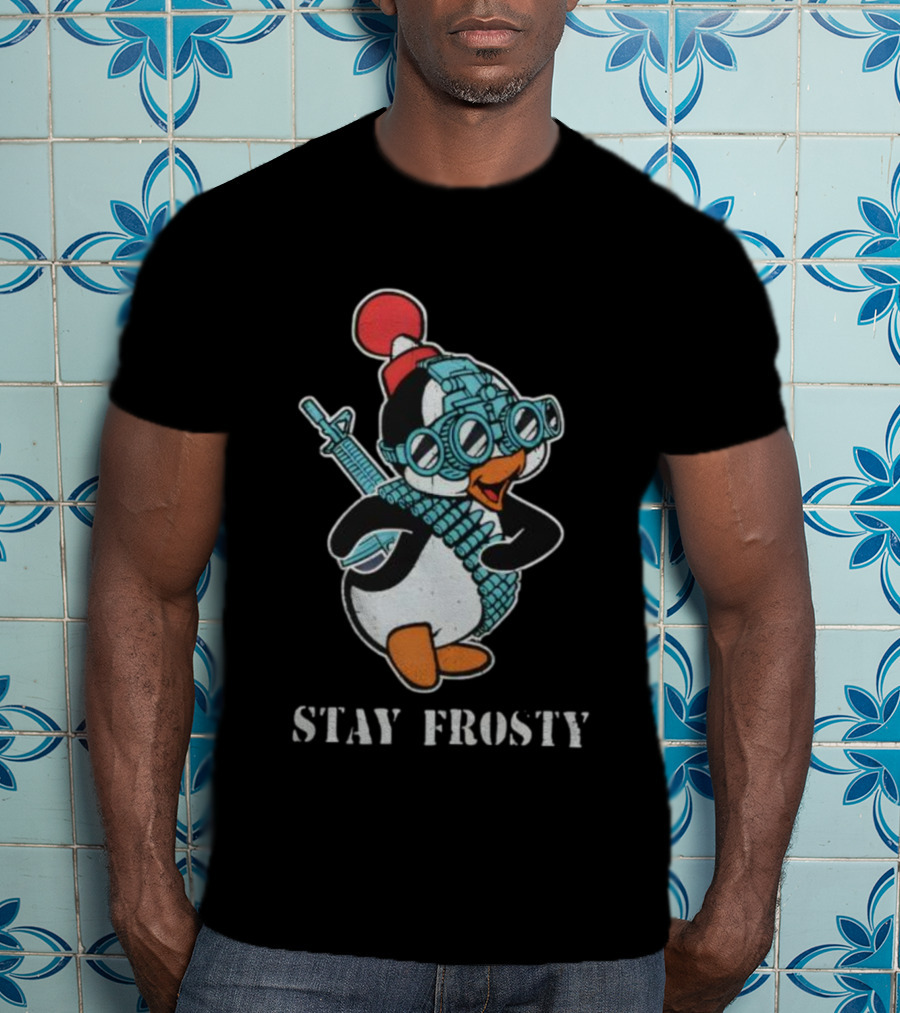Tactical Penguin Stay Frosty Night Vision Goggles And Rifle T-Shirt