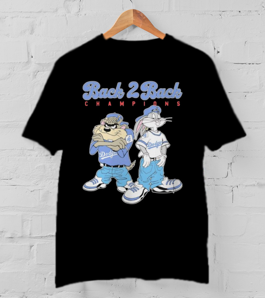 Tasmanian Devil Taz Bugs Bunny Dodgers Back 2 Back Champions T-Shirt