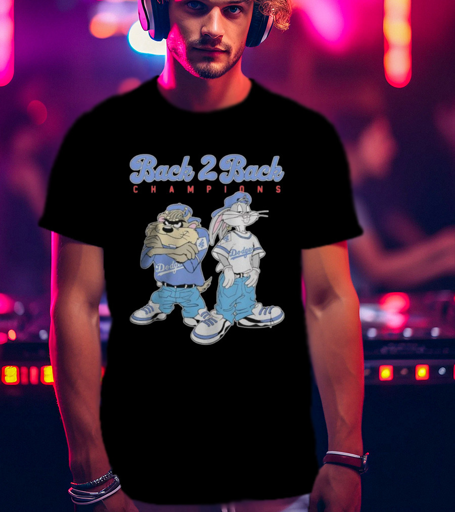 Tasmanian Devil Taz Bugs Bunny Dodgers Back 2 Back Champions T-Shirt