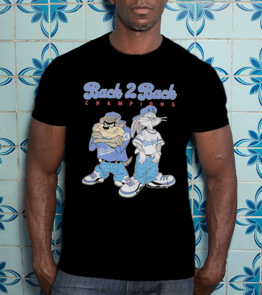 Tasmanian Devil Taz Bugs Bunny Dodgers Back 2 Back Champions T-Shirt