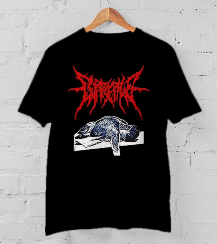 Corpse Pile Horror Extreme Metal Distressed Text Graphic T-Shirt