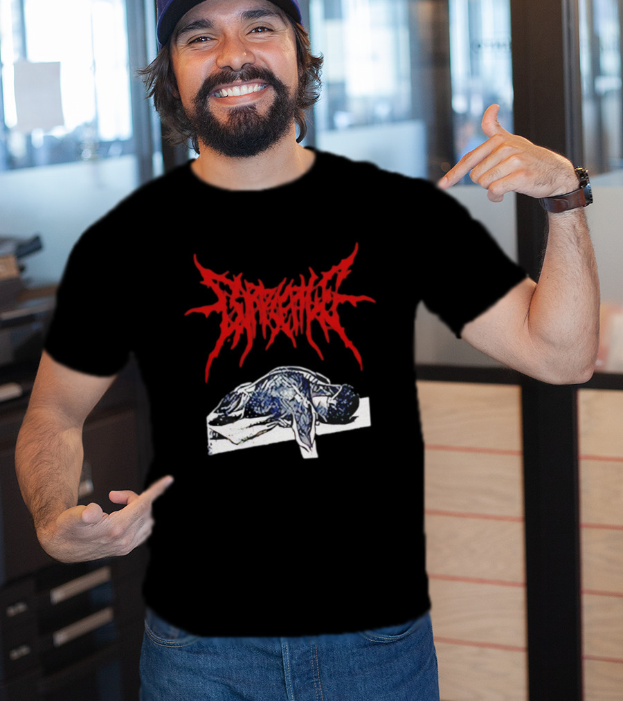 Corpse Pile Horror Extreme Metal Distressed Text Graphic T-Shirt