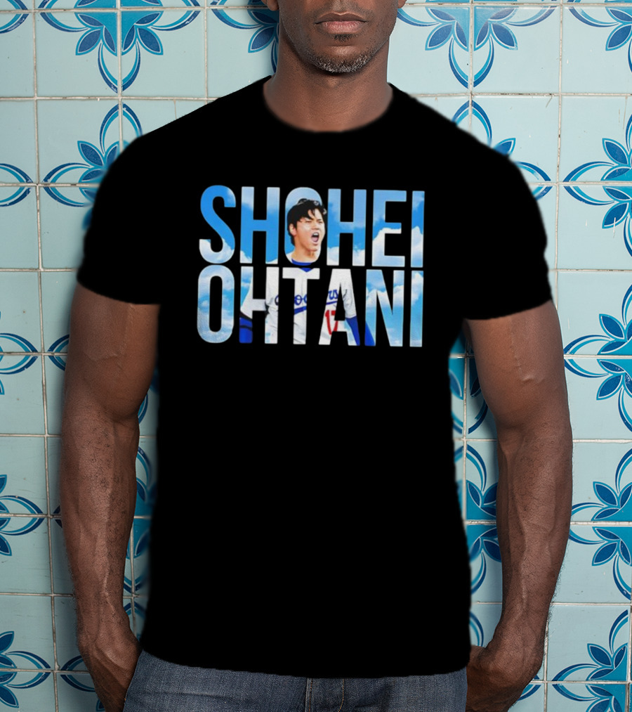 Shohei Ohtani Let's Go Dodgers With Blue Sky Letters T-Shirt