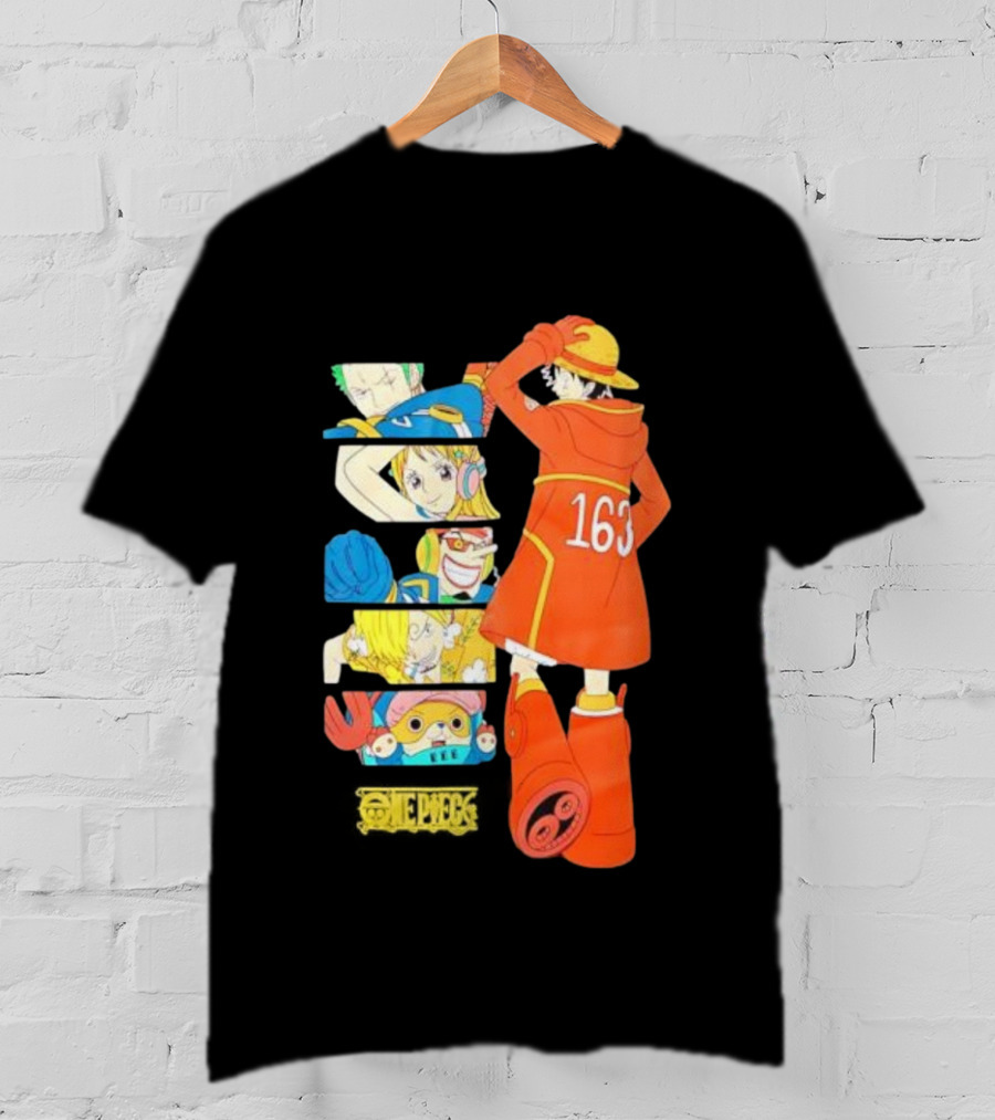 Monkey D. Luffy Firefighter Outfit With One Piece Crew Characters 163 T-Shirt