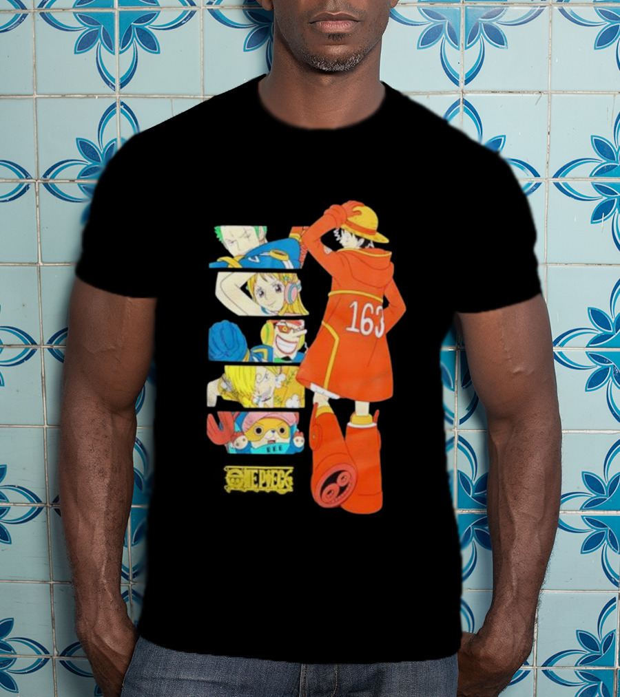 Monkey D. Luffy Firefighter Outfit With One Piece Crew Characters 163 T-Shirt