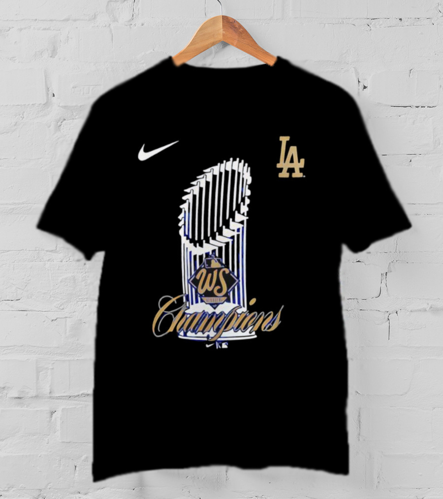 Los Angeles Dodgers 2025 WS Champions Trophy Nike LA T-Shirt