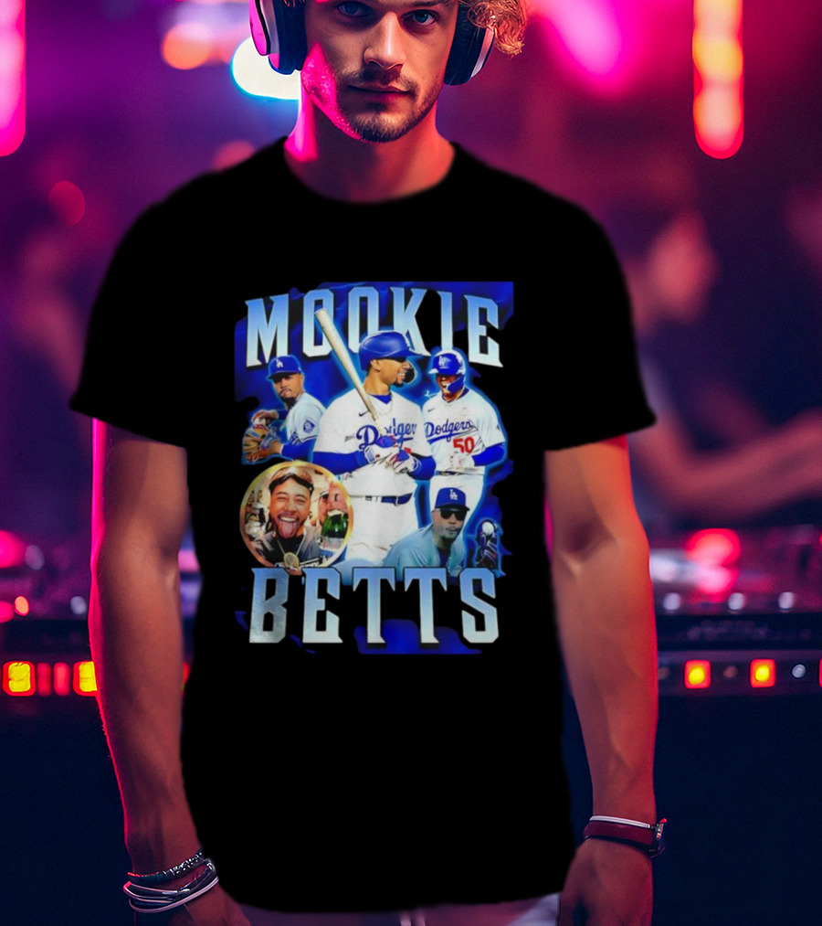 Mookie Betts LA Dodgers Player Collage T-Shirt