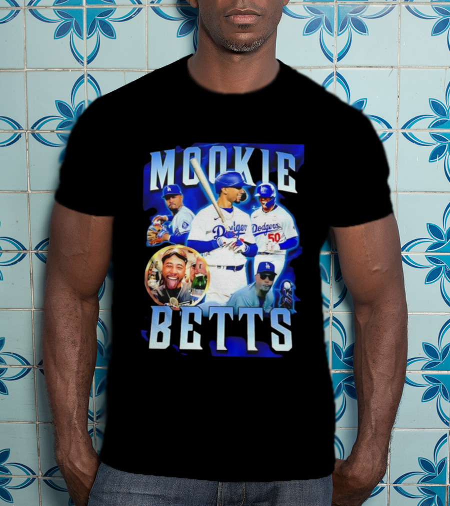 Mookie Betts LA Dodgers Player Collage T-Shirt