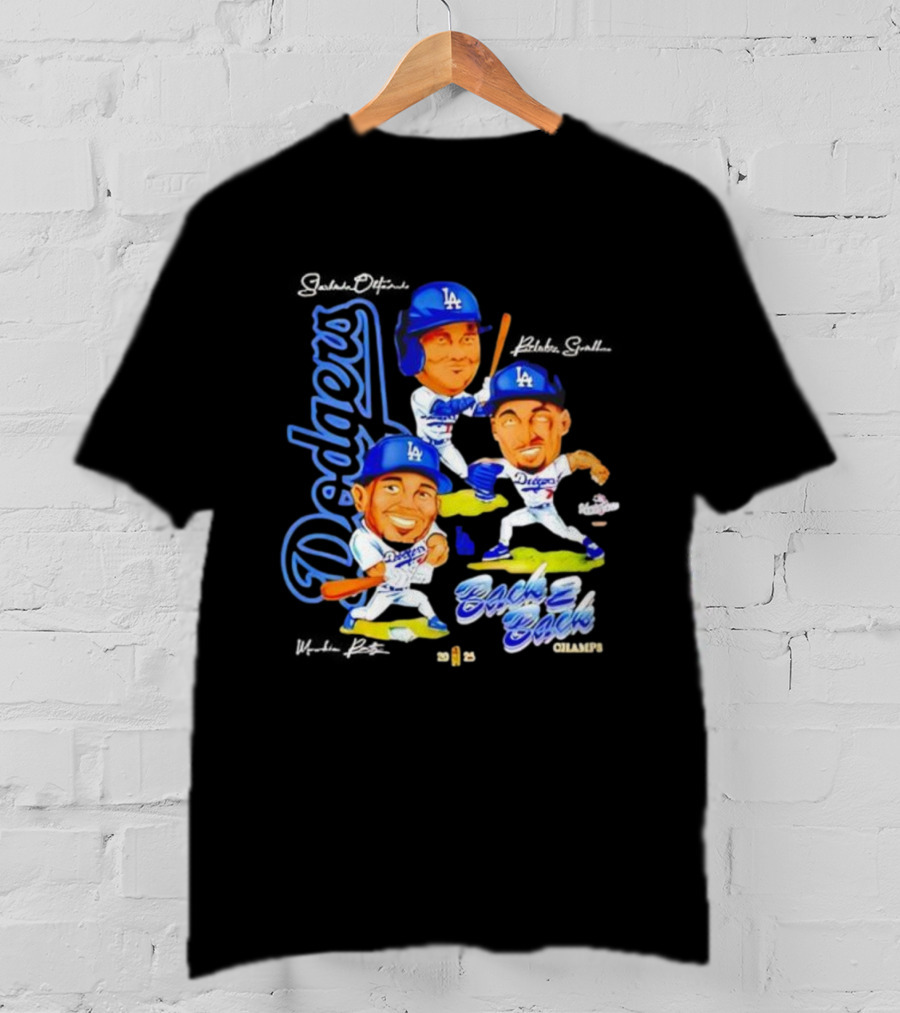 Los Angeles Dodgers 2025 Back To Back Champs Shohei Ohtani Blake Snell Mookie Betts Signatures T-Shirt
