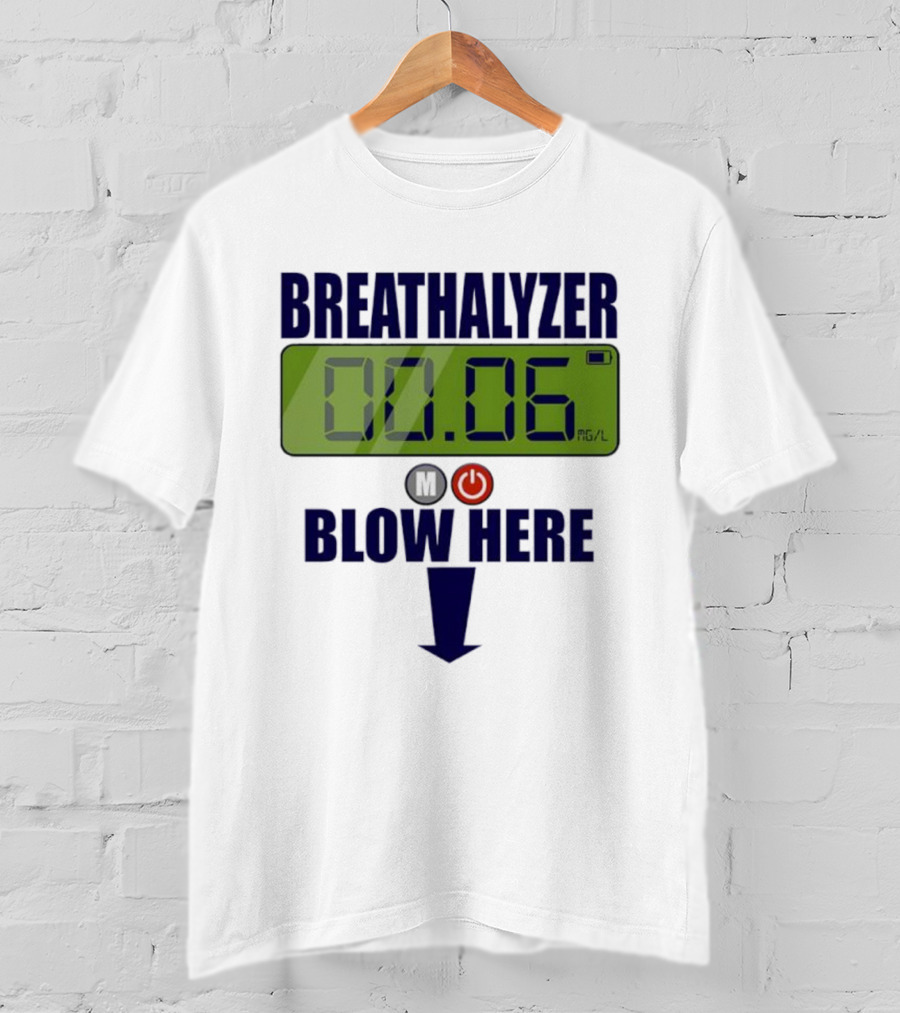 Breathalyzer 00.06 Mg/L Blow Here Power Button Graphic T-Shirt