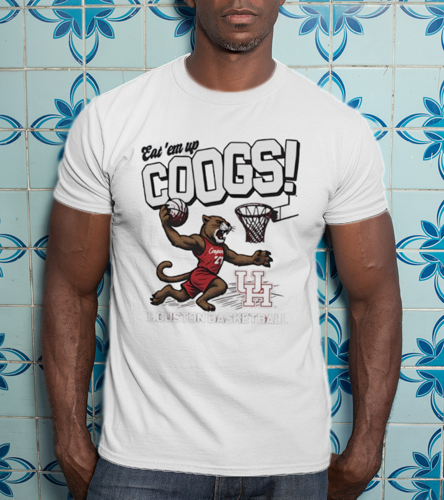 Eat 'Em Up Coogs Slam Dunk Houston Cougars Basketball Mascot T-Shirt