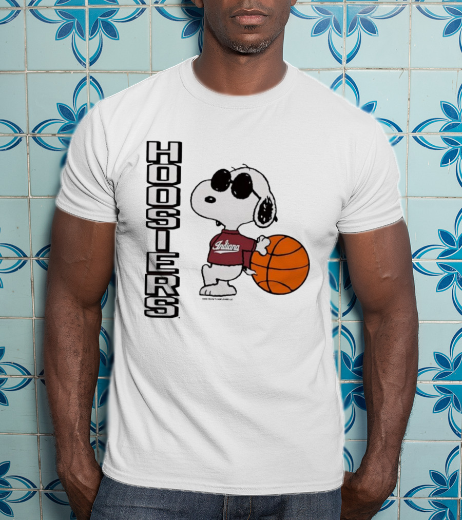 Indiana Hoosiers Peanuts Joe Cool Snoopy Basketball Fan Apparel T-Shirt