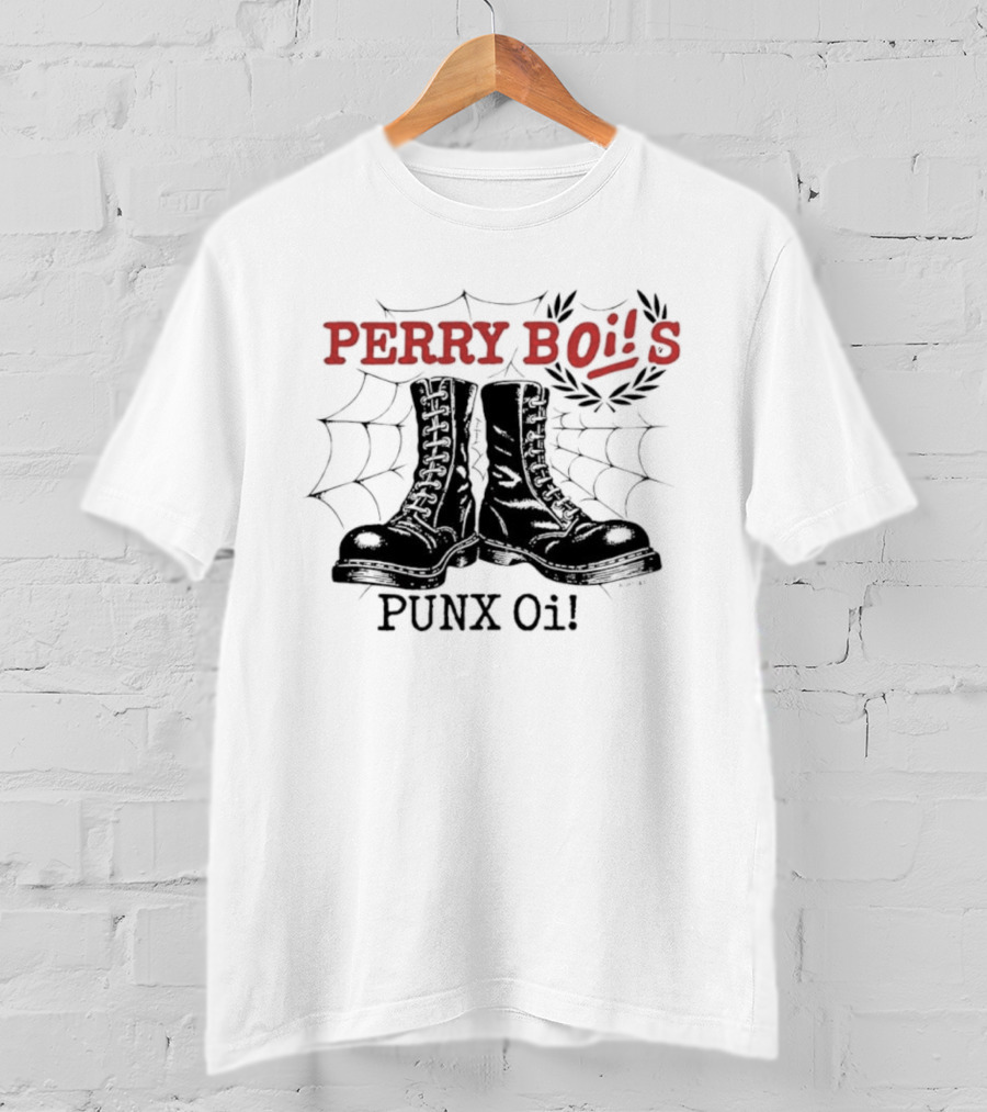 Perrybois Combat Boots Spiderweb Oi Band Graphic T-Shirt