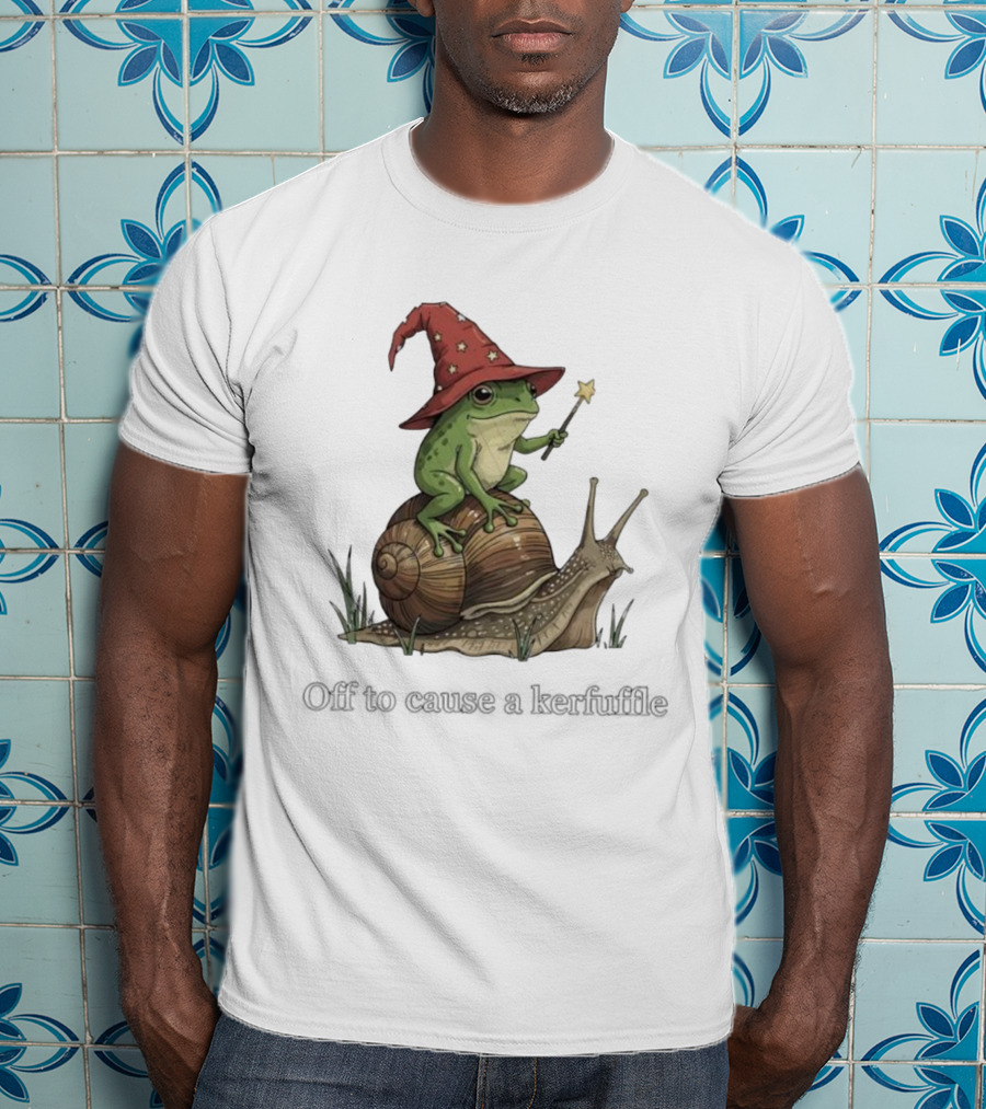 Whimsical Wizard Frog Snail Adventure Off To Cause A Kerfuffle T-Shirt