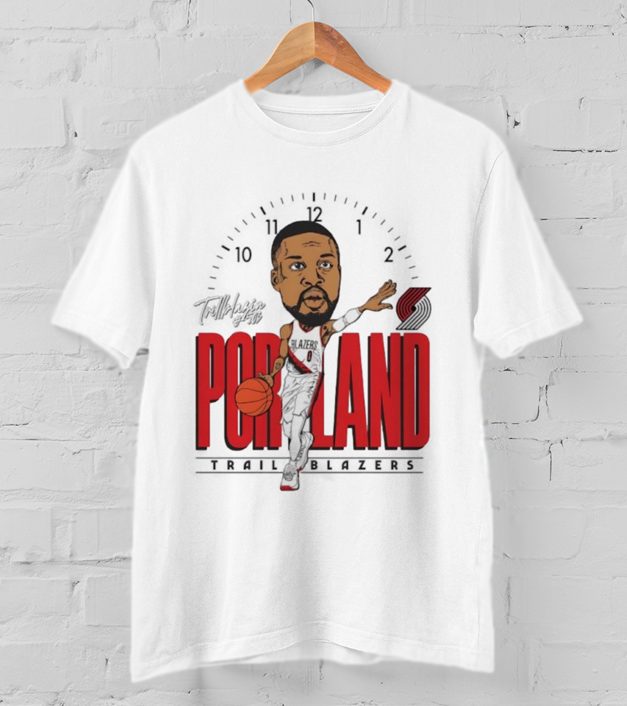 Portland Trail Blazers Cartoon Basketball Player Logo T-Shirt