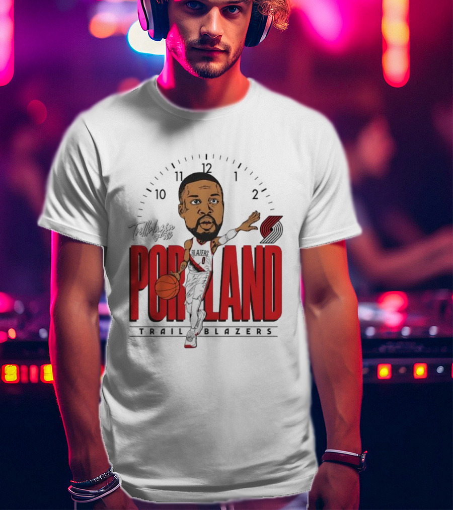 Portland Trail Blazers Cartoon Basketball Player Logo T-Shirt