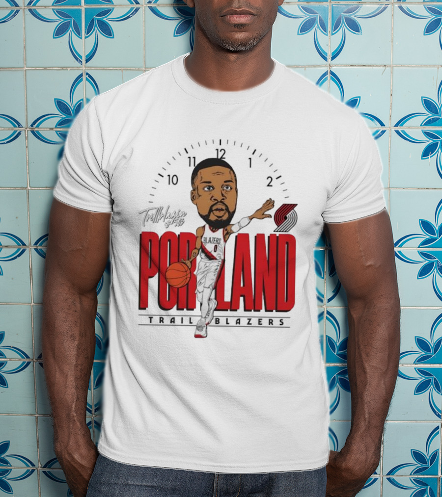 Portland Trail Blazers Cartoon Basketball Player Logo T-Shirt