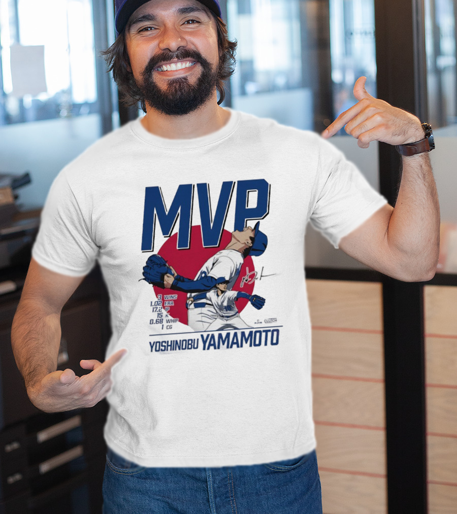 MVP Yoshinobu Yamamoto Three Wins Pitcher ERA Los Angeles Dodgers T-Shirt