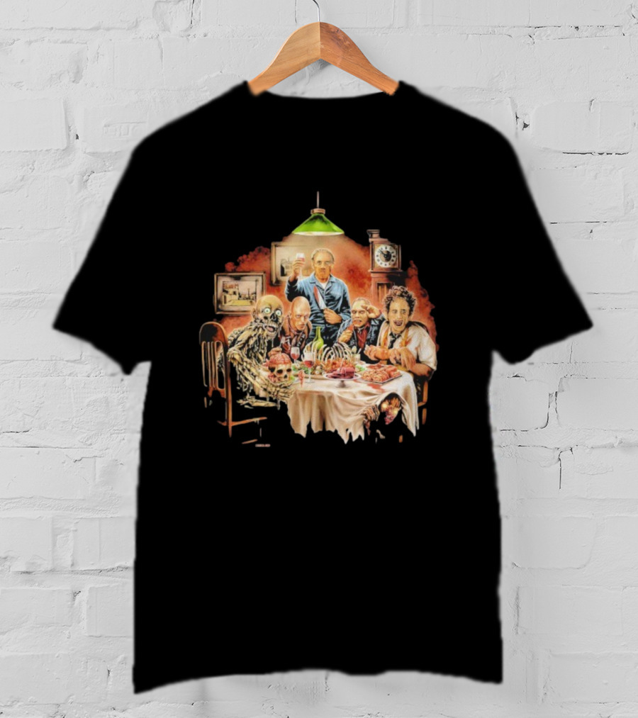 Cannibal Thanksgiving Horror Dinner With Skeletons And Monsters T-Shirt