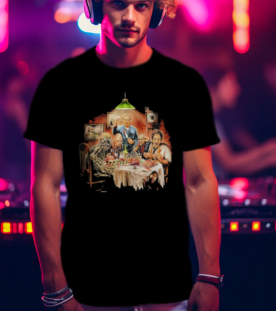 Cannibal Thanksgiving Horror Dinner With Skeletons And Monsters T-Shirt