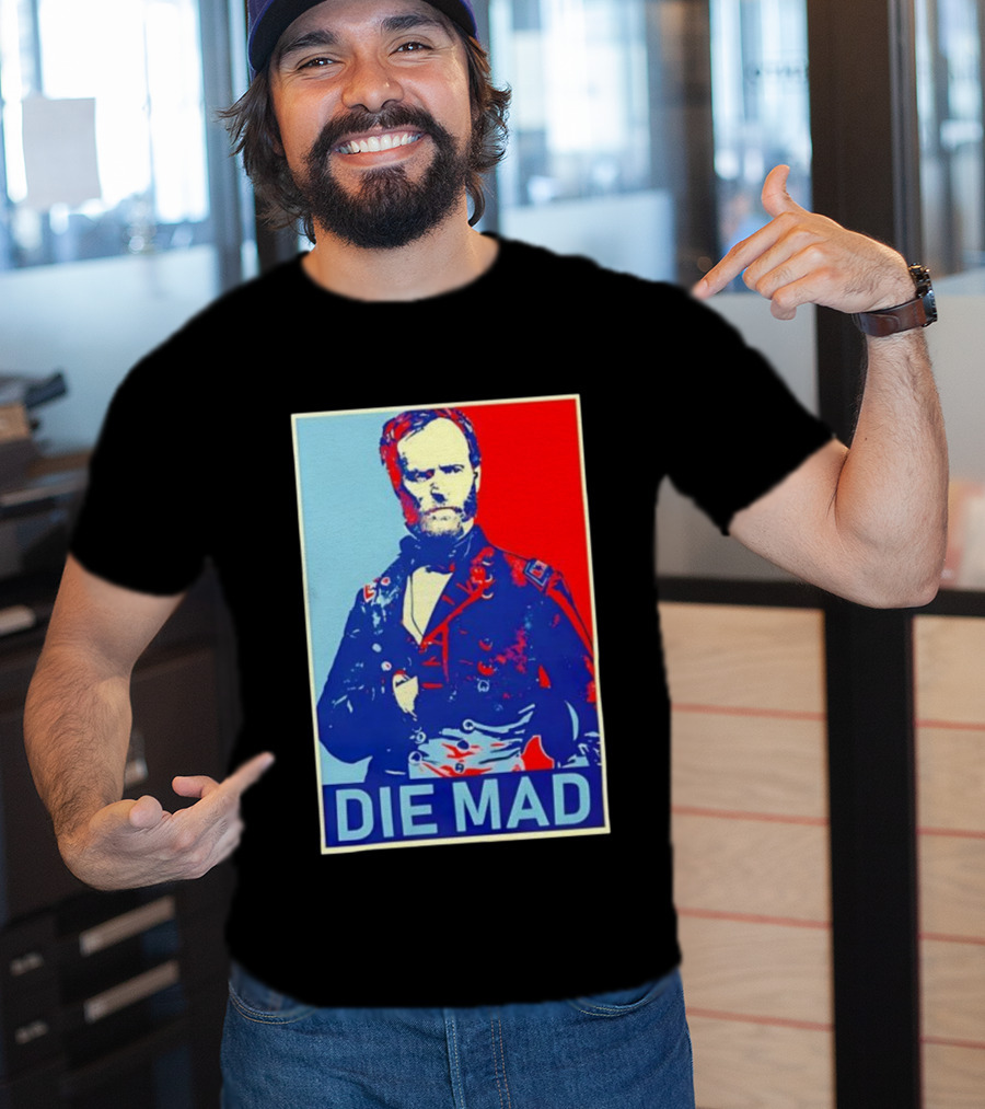 Die Mad Sherman Essential Bold Political Art Red Blue Portrait T-Shirt