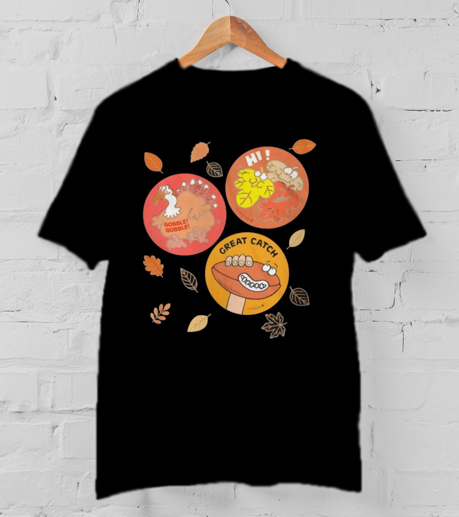 Fall Trio Gobble Gobble Great Catch Leafy Hi T-Shirt