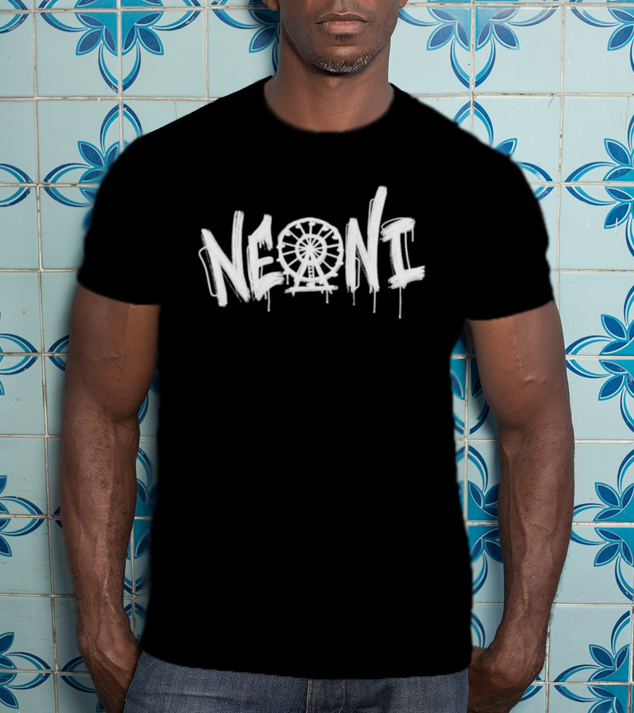 Neoni Ferris Wheel Dripping Graffiti Style Text T-Shirt