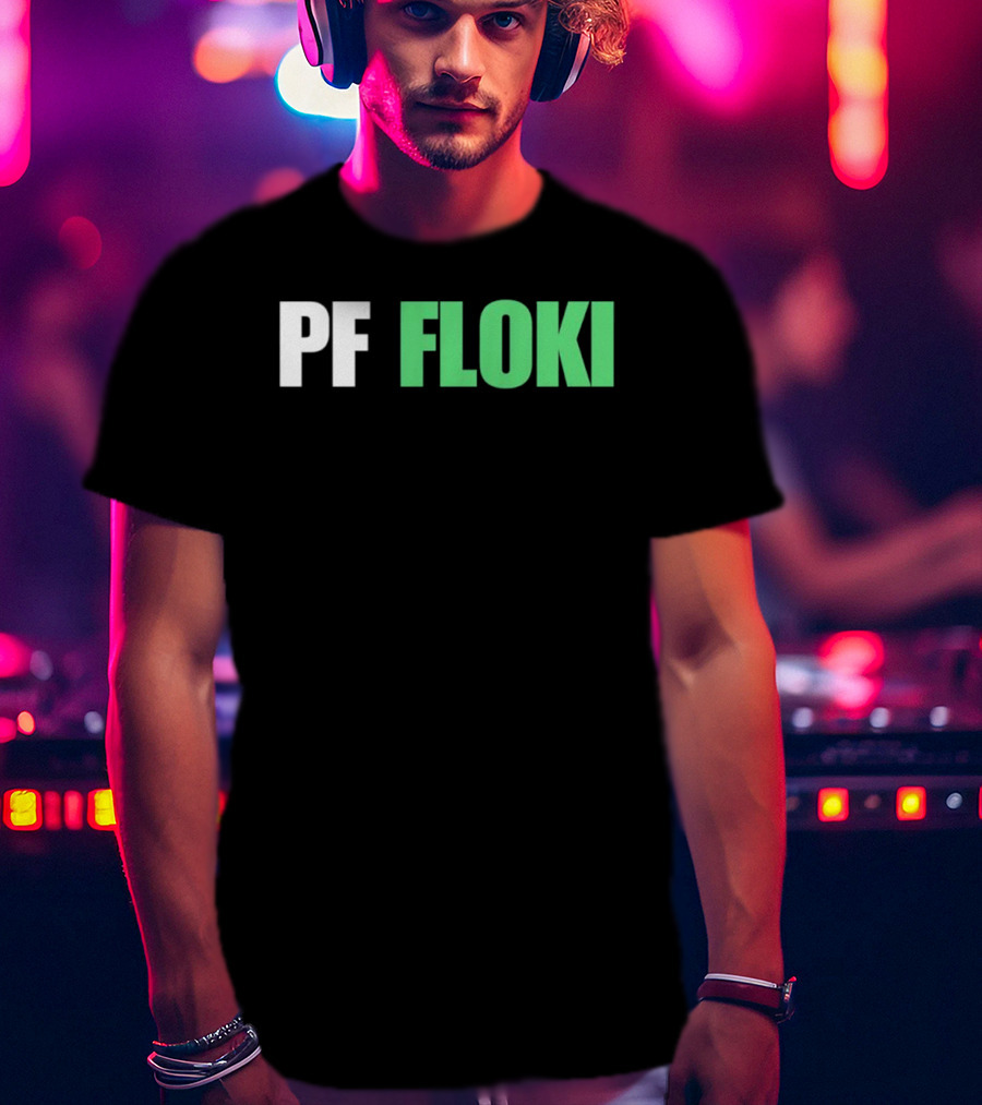 PF Floki Green And White Bold Text T-Shirt