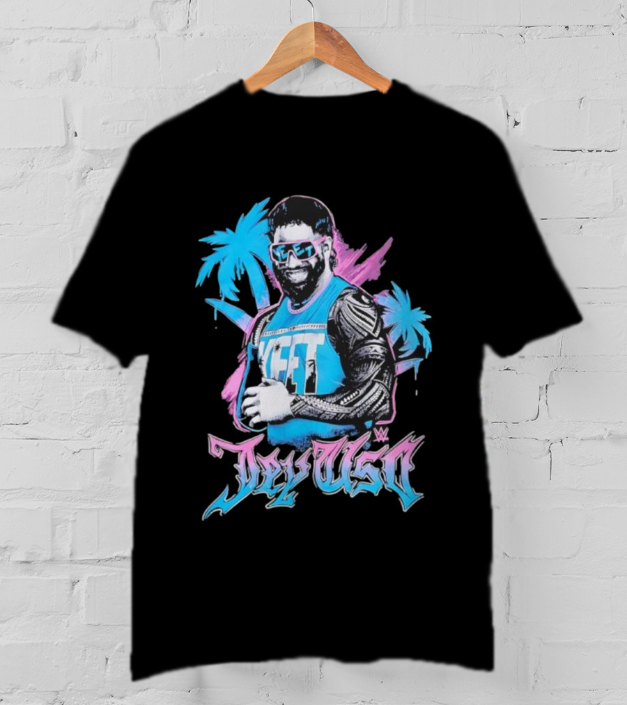 WWE Jay Uso Palm Trees Yeet Neon Tattoo Design T-Shirt