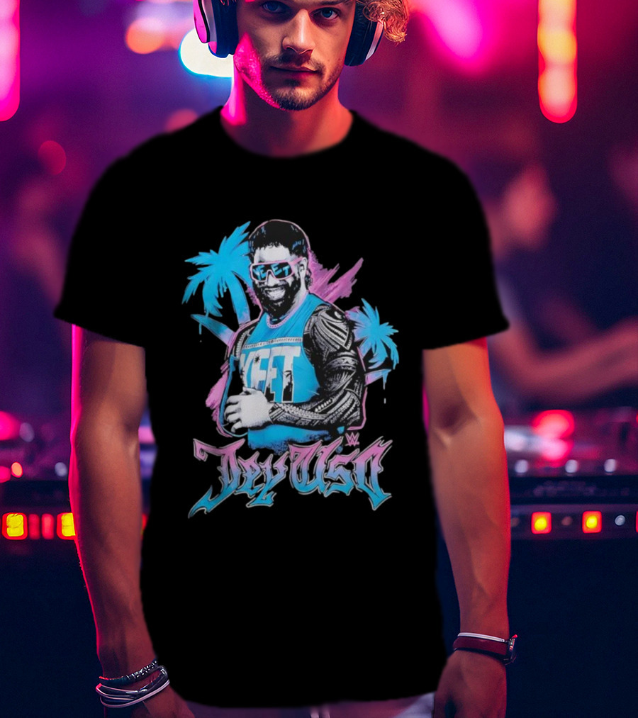 WWE Jay Uso Palm Trees Yeet Neon Tattoo Design T-Shirt