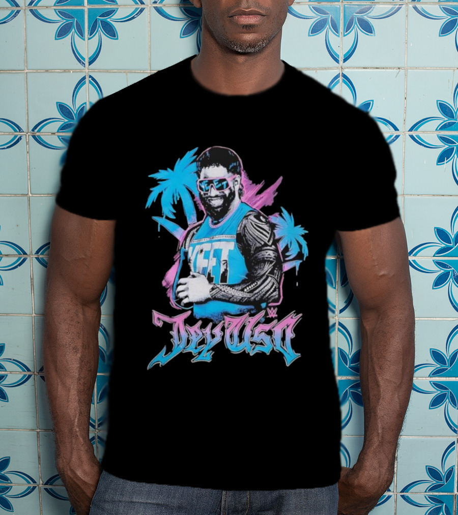 WWE Jay Uso Palm Trees Yeet Neon Tattoo Design T-Shirt